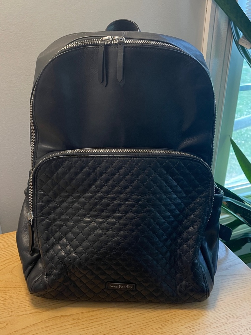 Vera Bradley Black Quilted Leather Backpack